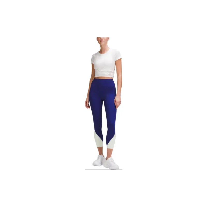 Lululemon Fast And Free Leggings Women's Flying Swallow Grass Blue/Lichen Stone Gray/Light Yellow Green-2