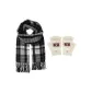 Black Scarf+Beige Half Finger Flap Glove