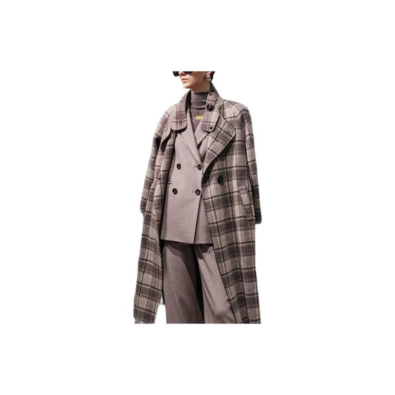 BESIONIA FW23 Coats Women's Brown Plaid-2