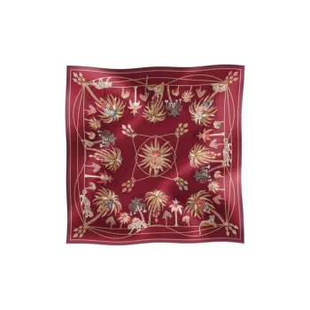 CARTIER Silk Scarves Women's Tree Berry Red