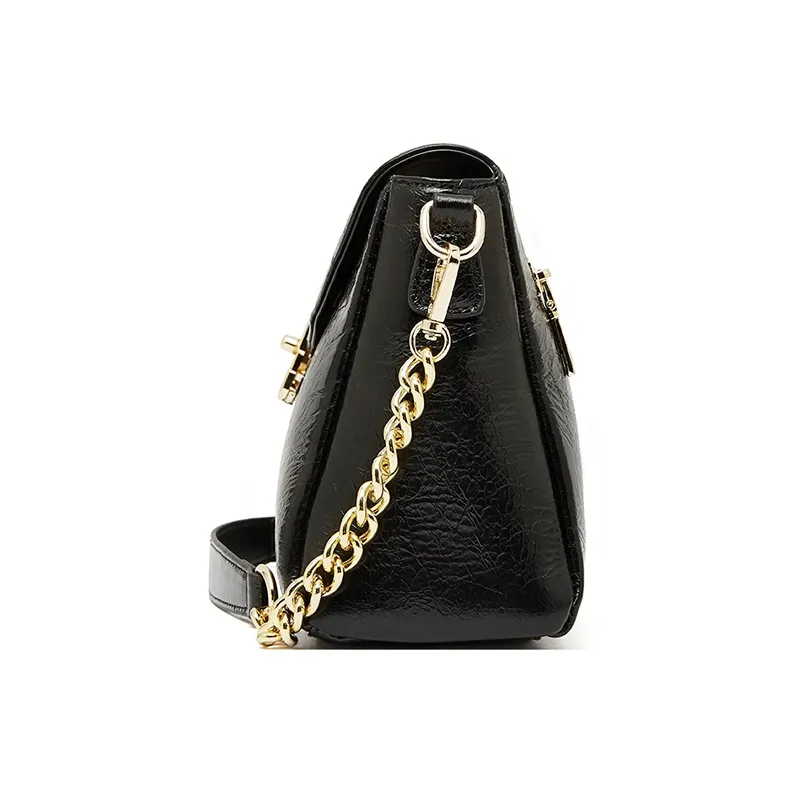 Carnival Keep Top Grain Cow Leather Shoulder Bag Crossbody Bag Handbags Small Square Bag Regular Women's Black/Coffee-2