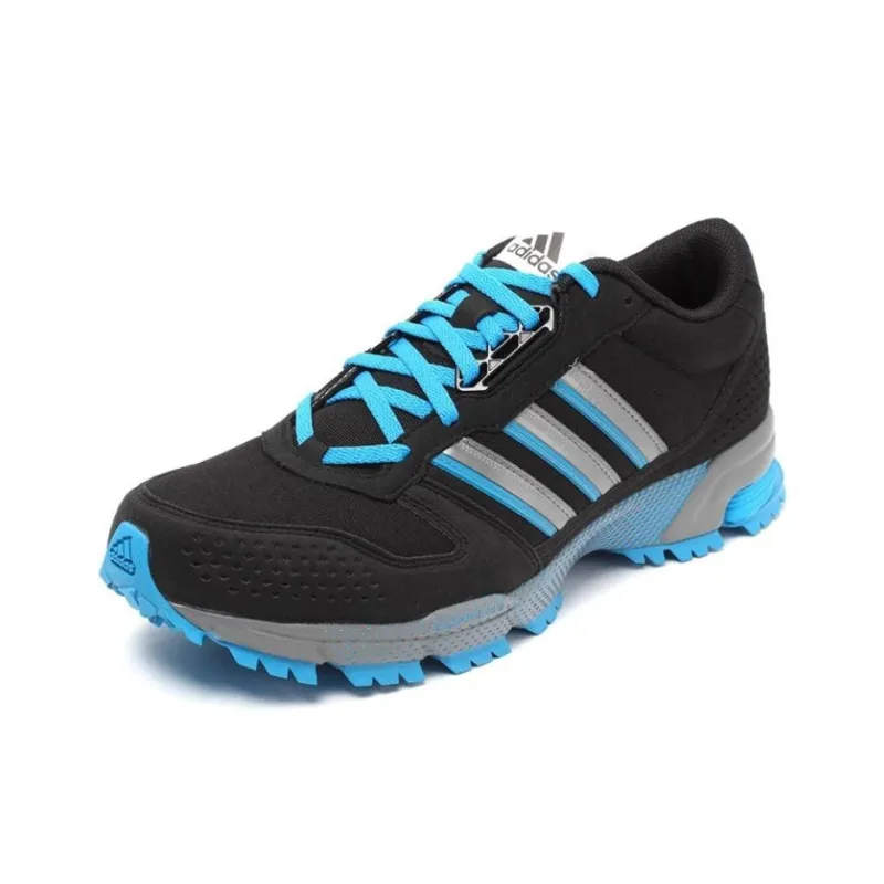 Adidas Marathon 10 Anti-Slip Wear-Resistant Low-Top Casual Running Shoes Men's Black Blue-2