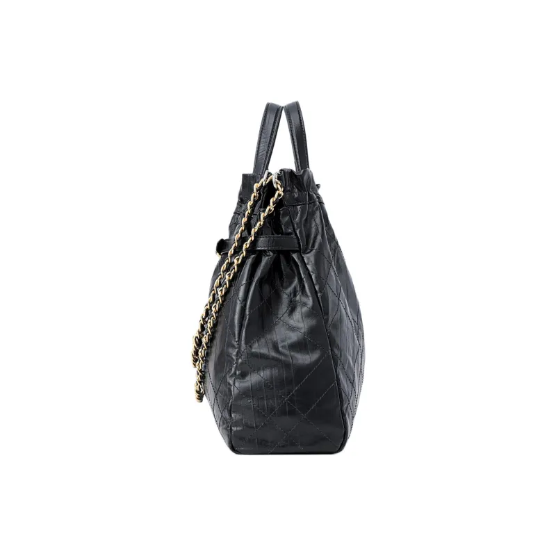 FION Cow Leather & Metal Parts One Shoulder Handbag Tubas Women's Black-2