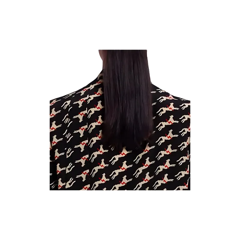 BESIONIA Animal Print Single Breasted Short Sleeved T Shirt Women's Black Pattern-7