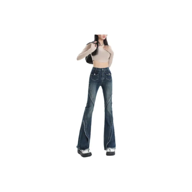 YINLEI Jeans Women's Vintage Blue-2