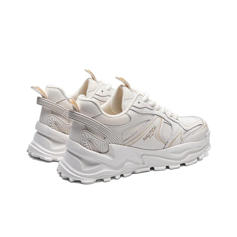 NAUTICA Anti Slip And Wear Resistant Height Increasing Low Top Chunky Sneakers Men's Beige-3
