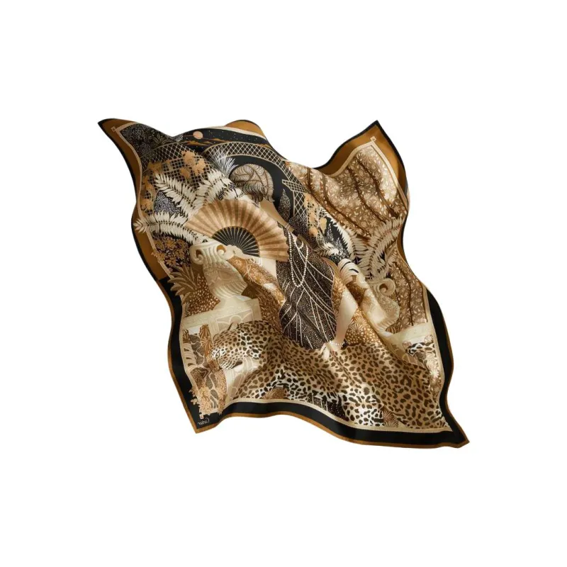 CARTIER Silk Silk Scarves Women's Brown-2