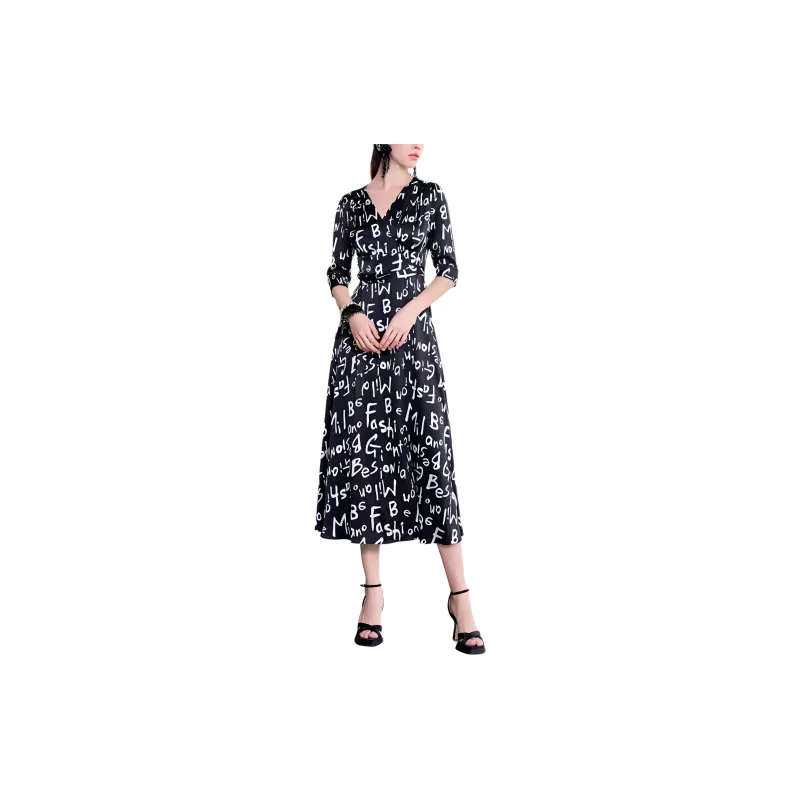 BESIONIA SS23 Short Sleeved Dress Women's Black White-1