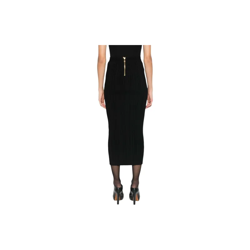BALMAIN Plissé effect Midi Skirt-2