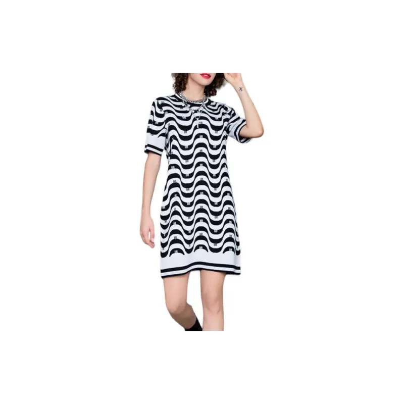BESIONIA SS23 Short Sleeved Dresses Women's Black White-2