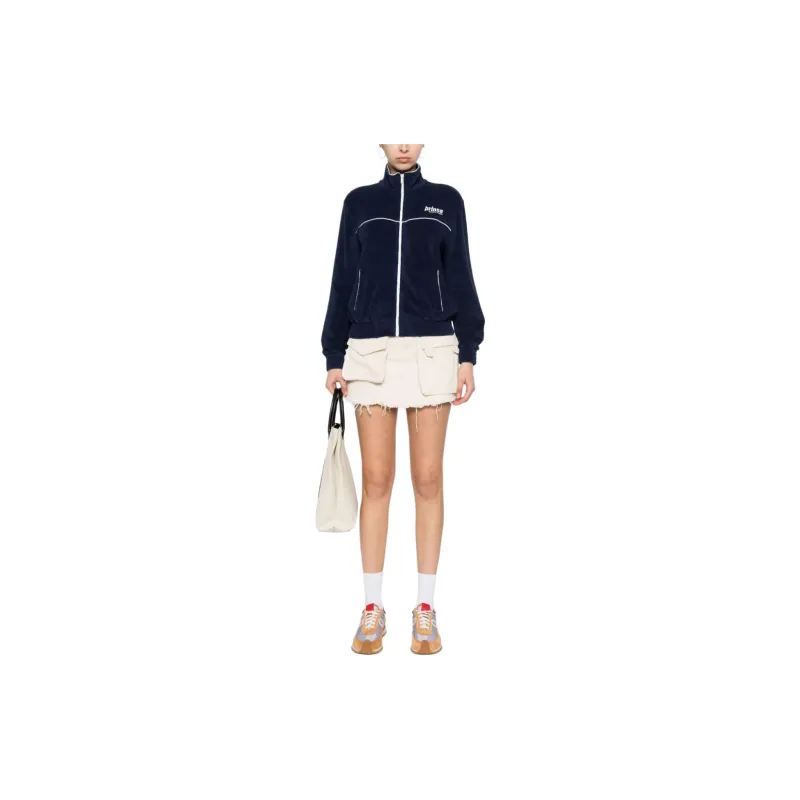 SPORTY & RICH Logo embroidered Zip up Sweatshirt-1