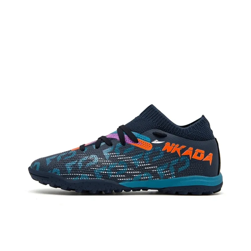 Kuding Soccer Shoes Unisex Mid Top White Orange Red/Deep Blue Orange/Black Gold-13
