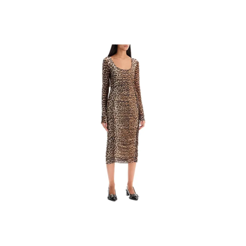 GANNI Leopard Printed Midi Dress-1