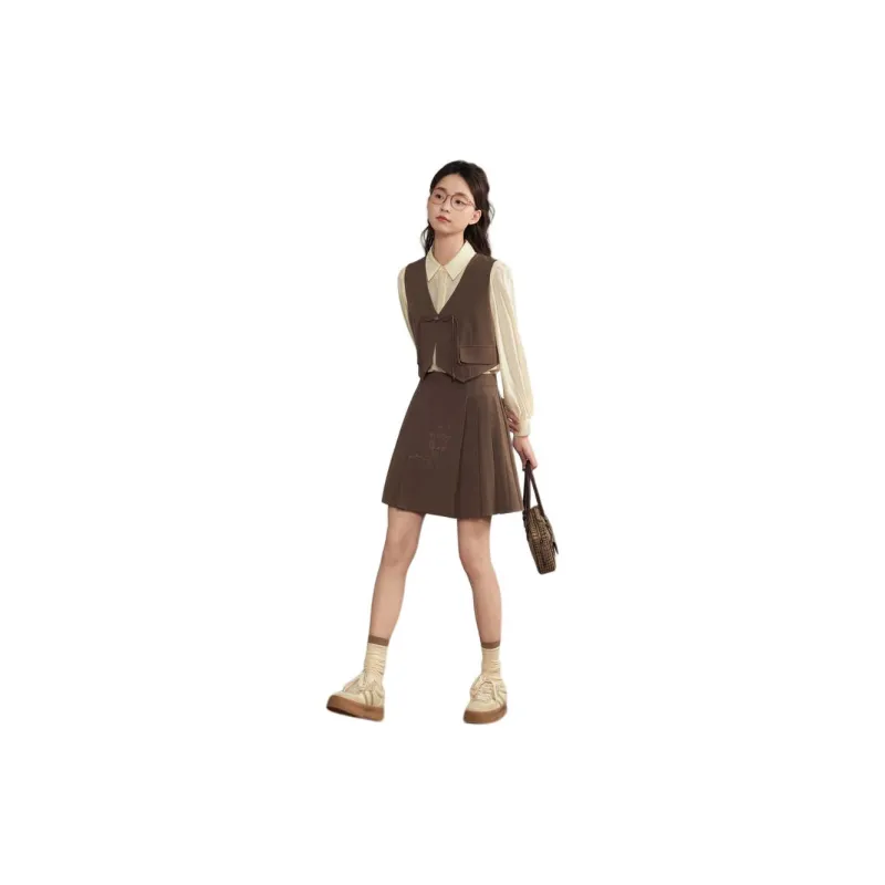 ZIHAN Two Piece Skirt Sets Women's Coffee-3