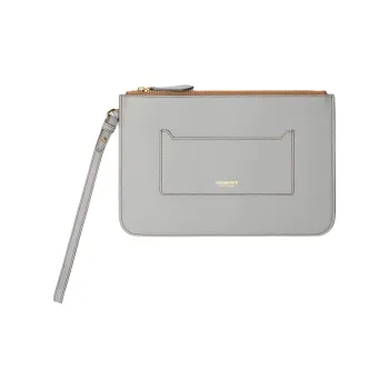 Burberry Lambskin Clutch Storage Bag Women's Cloud Gray