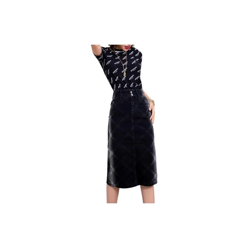 BESIONIA SS23 Denim Long Skirts Women's Black Gray Color-2