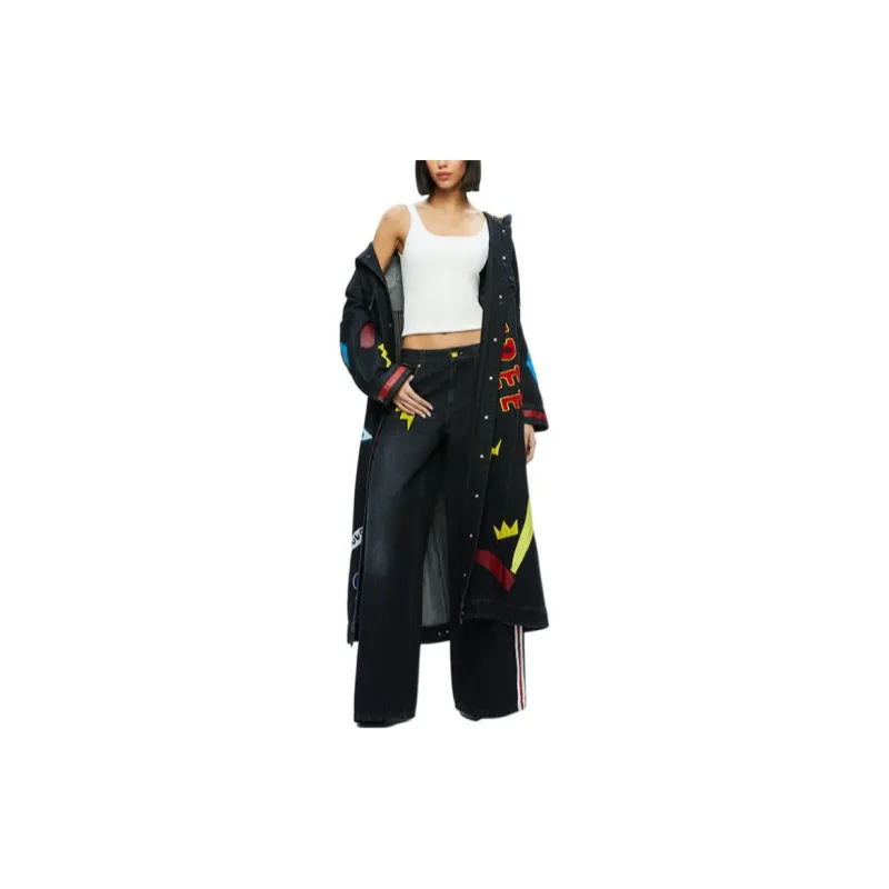 ALICE+OLIVIA x BASQUIAT FW24 JEFF Denim Jacket Women's Multicolor-2