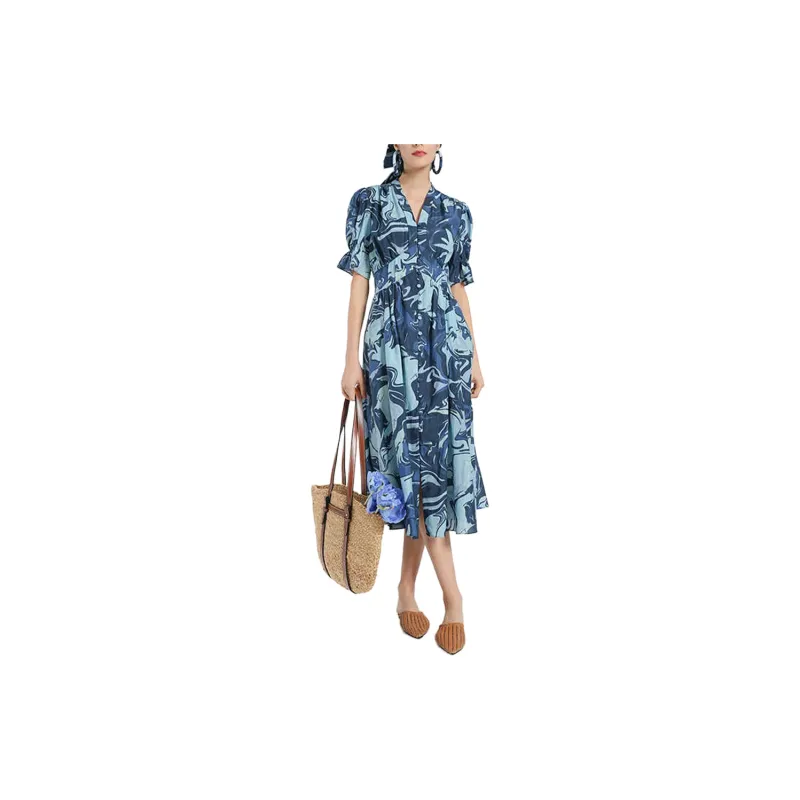 BESIONIA SS24 Short Sleeved Dresses Women's Blue-1