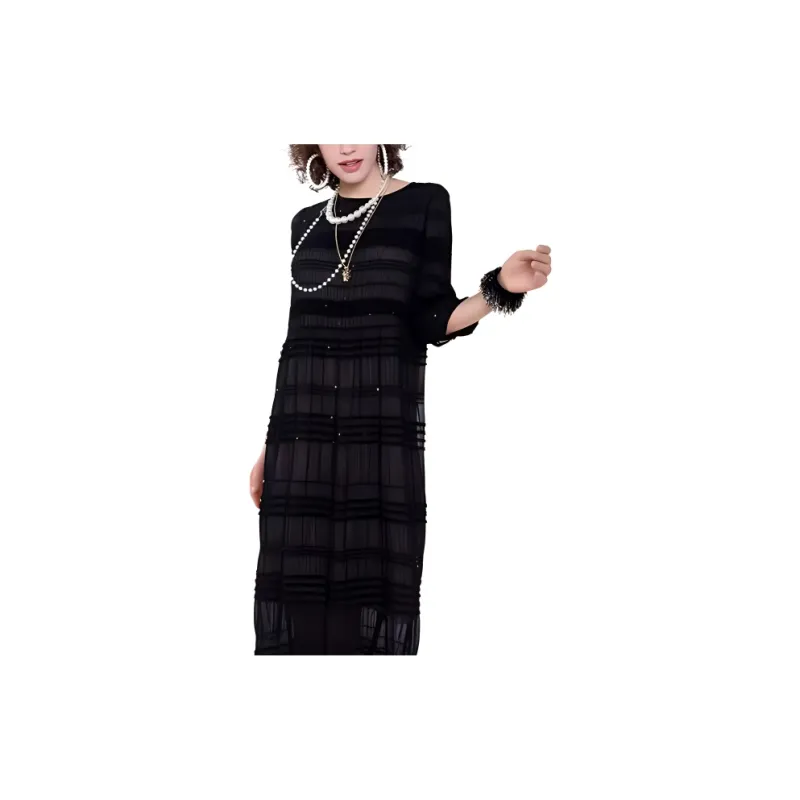 BESIONIA SS23 Short Sleeved Dresses Women's Black-3