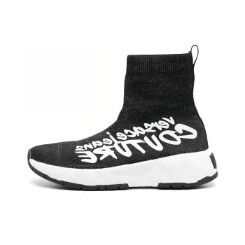 VERSACE JEANS Versace Abrasion Resistant High Top Sports Casual Shoes Women's Black
