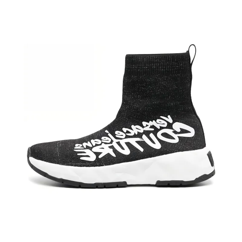 VERSACE JEANS Versace Abrasion Resistant High Top Sports Casual Shoes Women's Black-0
