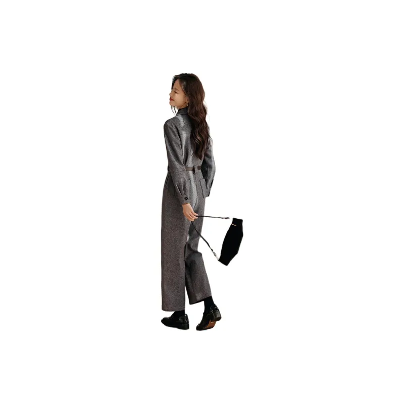 Mo Han Yi Mei Jumpsuit Women's Gray Plaid-1