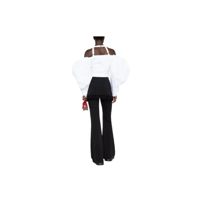 Jacquemus Puffy Sleeve Crop Top 'White'-2