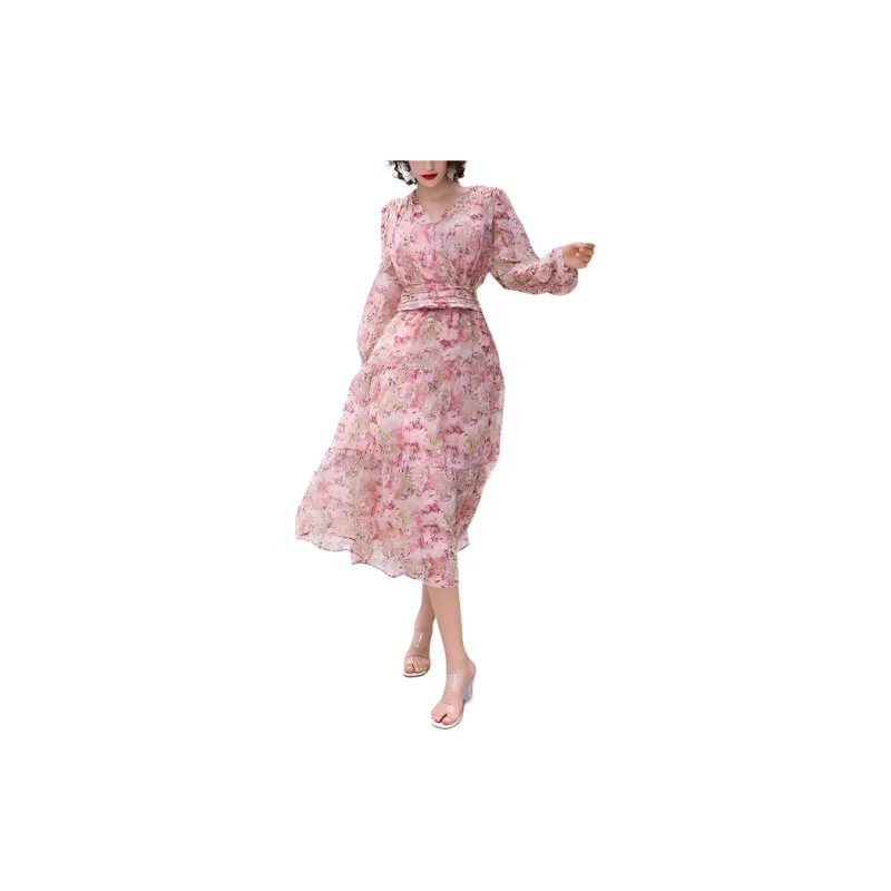 BESIONIA SS23 Casual Long Skirts Women's Pink Floral-1