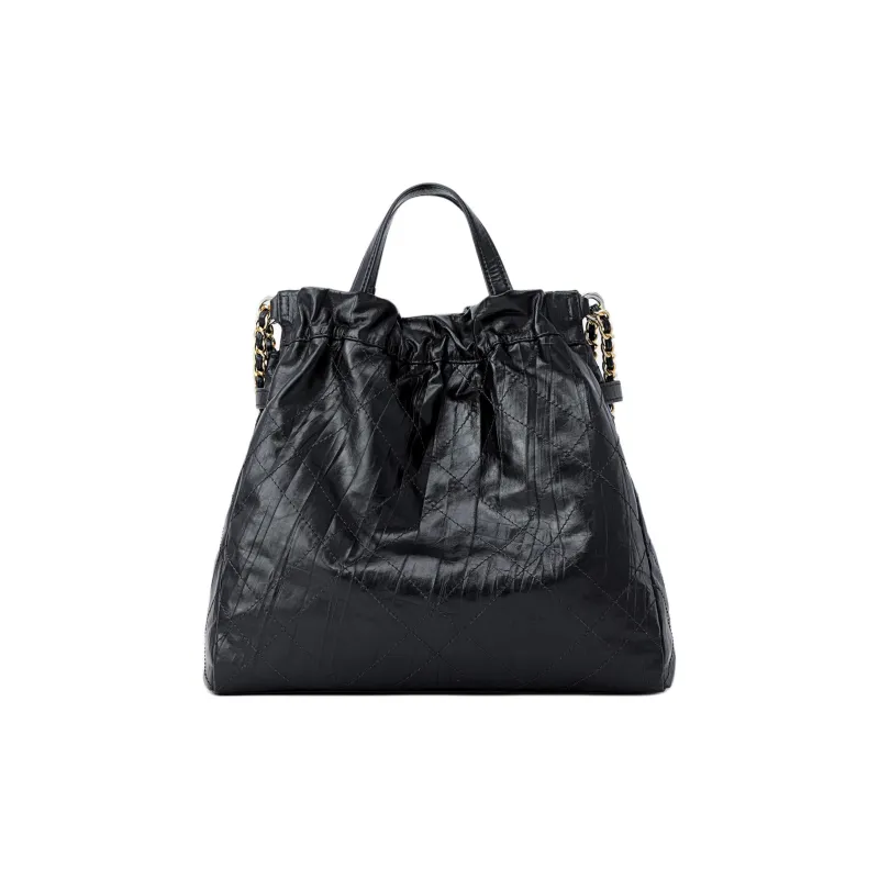 FION Cow Leather & Metal Parts One Shoulder Handbag Tubas Women's Black-3