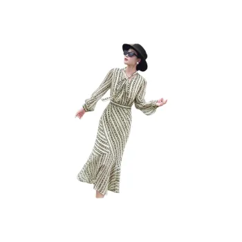LANSEER Long-Sleeved Dresses Women's Apricot
