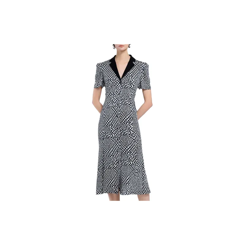 BESIONIA SS22 Short Sleeved Dresses Women's Black White-1