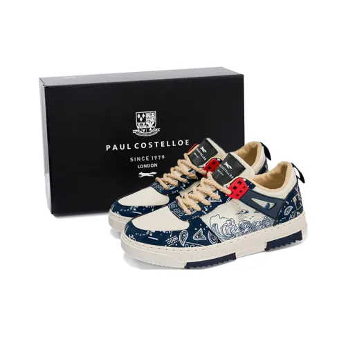 PAUL COSTELLOE Skateboard Shoes Men Low-Top Beige/Blue