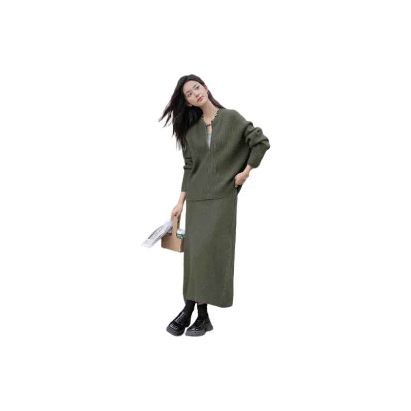 Dme Two Piece Skirt Sets Women's Clothing Sets Green-1