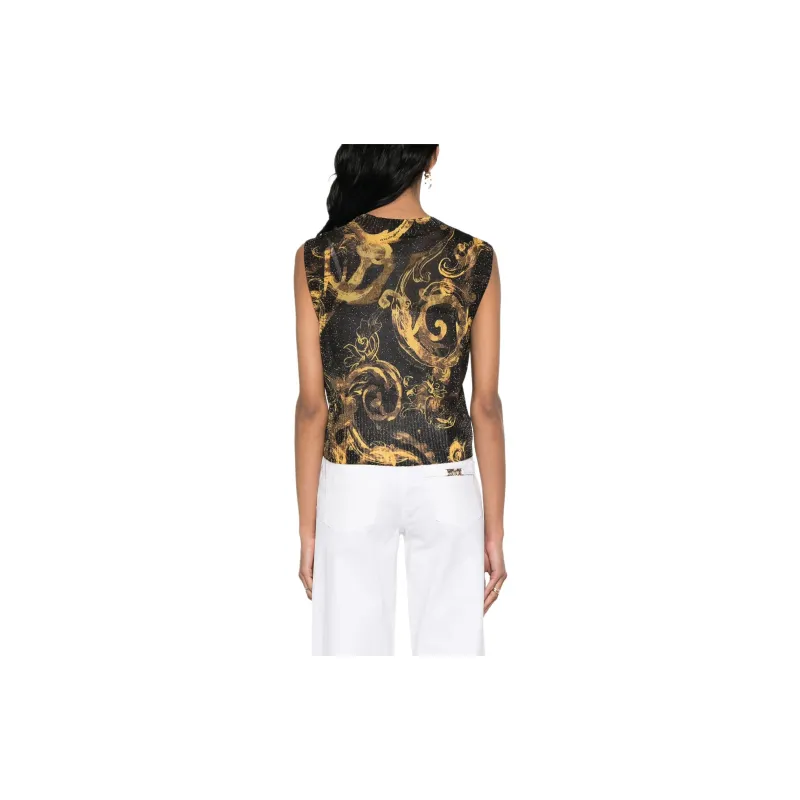 VERSACE JEANS COUTURE Barocco Printed V Neck Knitted Top-2