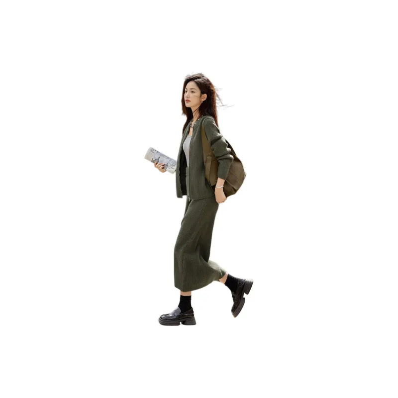 Dme Two Piece Skirt Sets Women's Clothing Sets Green-3