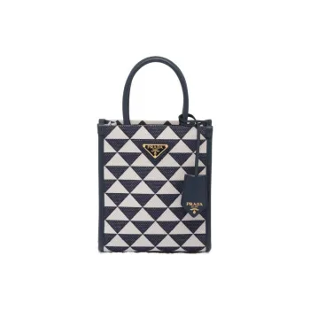 PRADA Symbole Fabric Shoulder Bag Crossbody Bag Handbag Mini Women's Blue & White