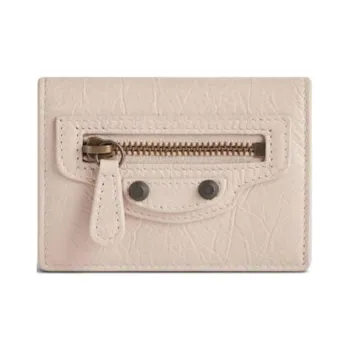 Balenciaga Lambskin Wallet Mini Women's Almond