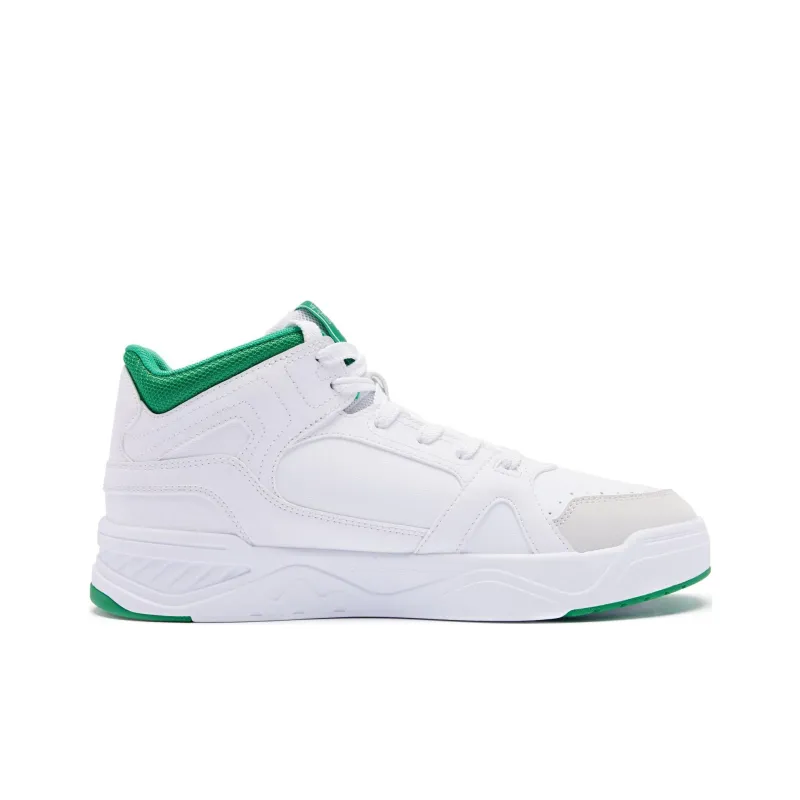 QIAODAN Anti Slip Wear Resistant Mid Top Skateboard Shoes Men's White Emerald-1
