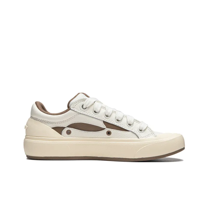LiNing Wave S70 Anti Slip Wear Resistant Low Top Skateboard Shoes Unisex Beige Brown-1