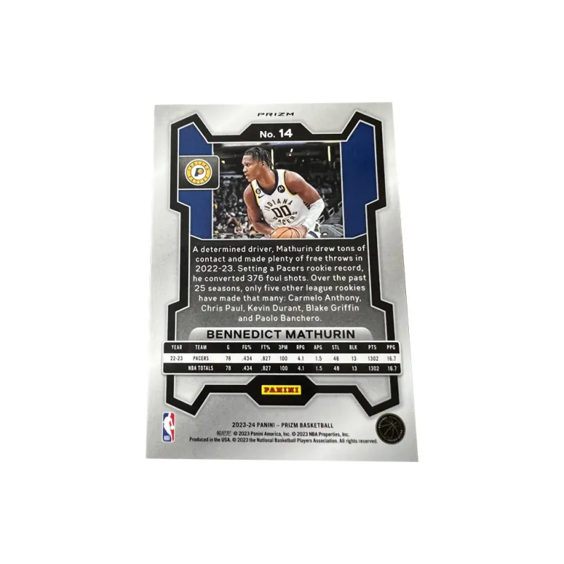 PANINI Pacers Team Mathurin Matherin Prizm Collection Red Crush Player Card Rare Card Sports Cards 1 Pc-1