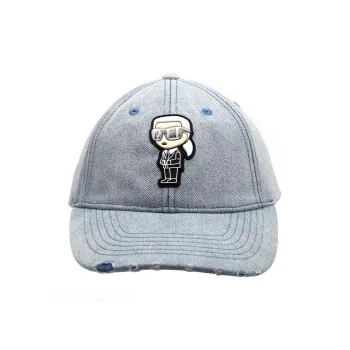 KARL LAGERFELD Cotton Baseball Caps Unisex Denim Blue