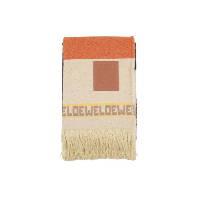 LOEWE Wool Knit Scarves Men's Beige-2