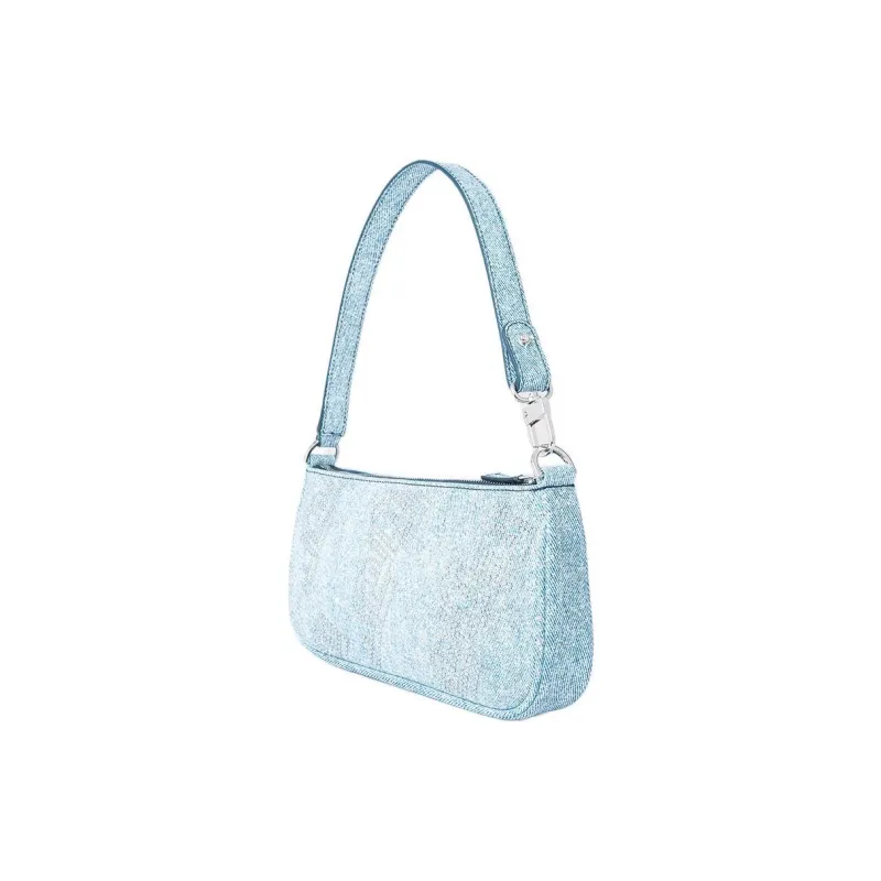 By Far Leather With Denim Baguette Bag Handbag, Shoulder Bag Women's Light Blue-1