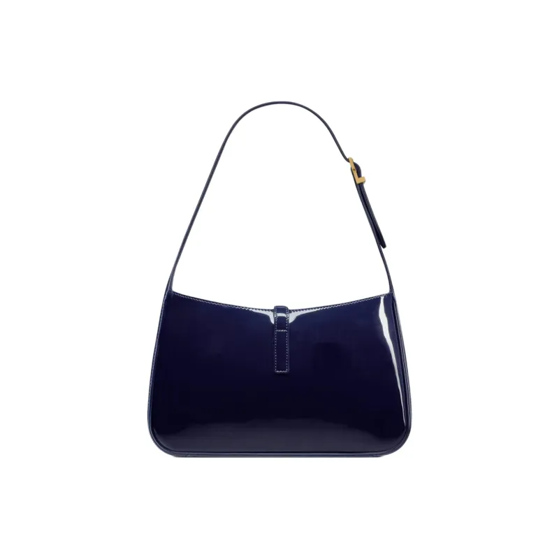 SAINT LAURENT LE5A7 Patent Leather Vagabond Bag Shoulder Bag Women's Midnight Blue-3