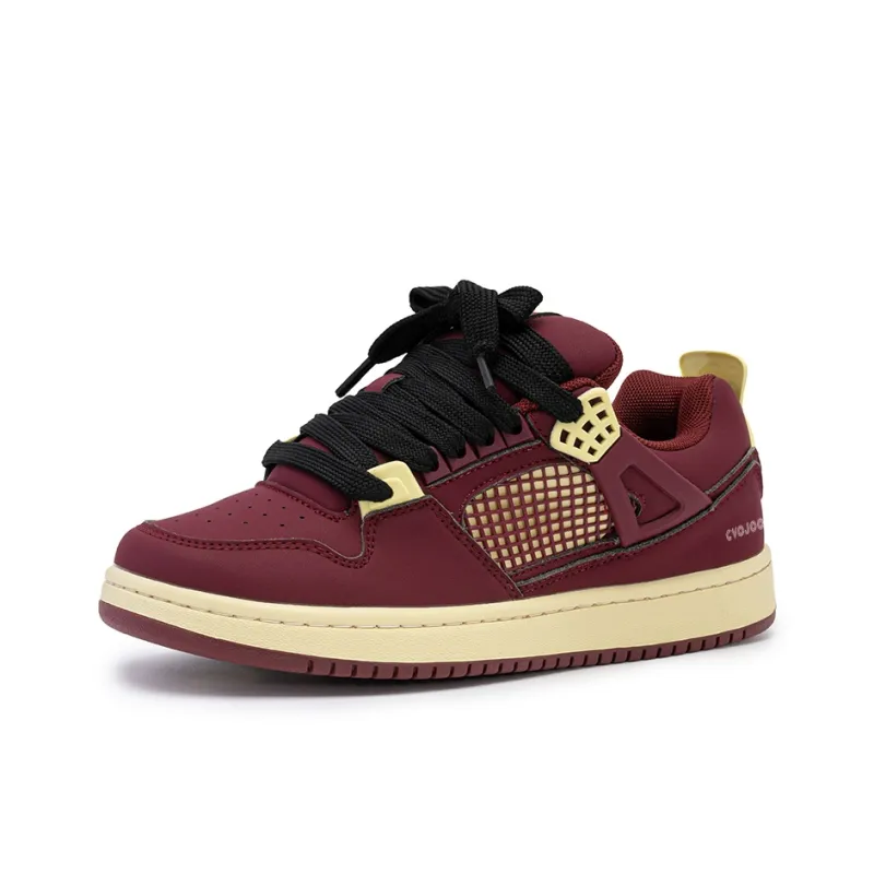 CVOJOO Slip Resistant Low Top Skateboard Shoes Women's Angora Red-2