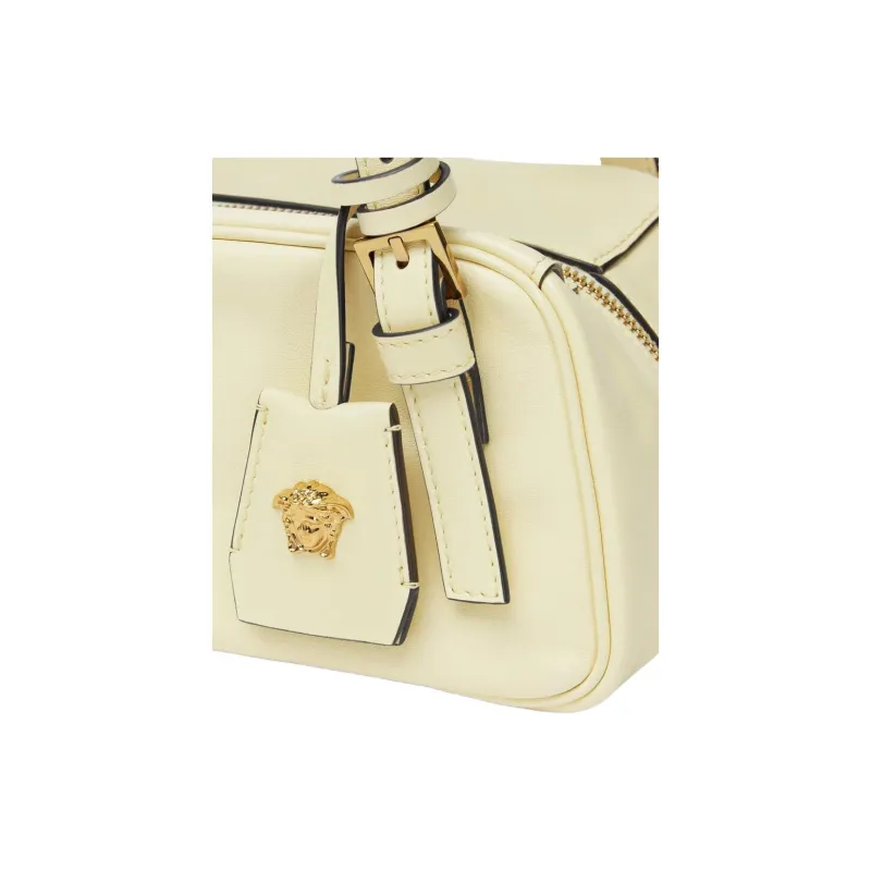 VERSACE Tag Lambskin Bowling Bag Shoulder Bag Women's Yellow-3