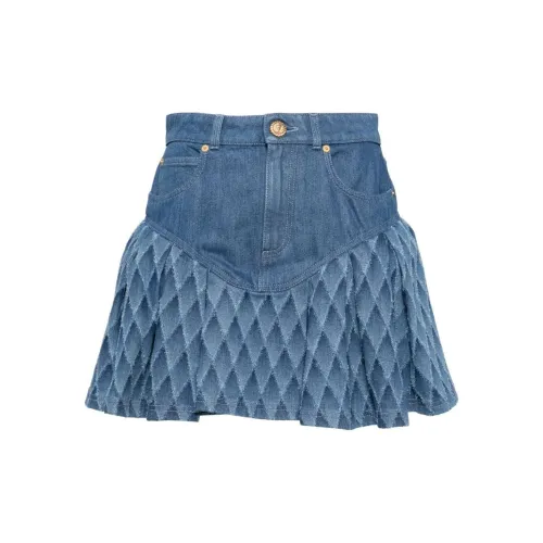 BALMAIN Denim Short Skirts Women's Blue