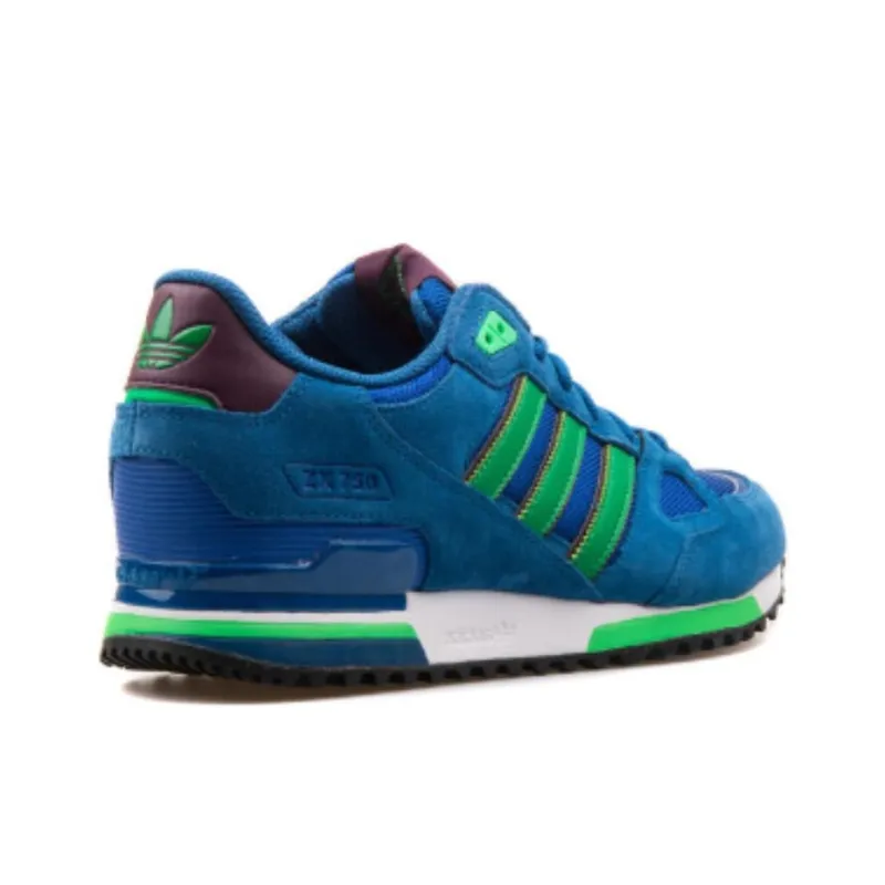Adidas Originals ZX 750 Anti-Slip Wear-Resistant Low-Top Running Shoes Unisex Blue-3