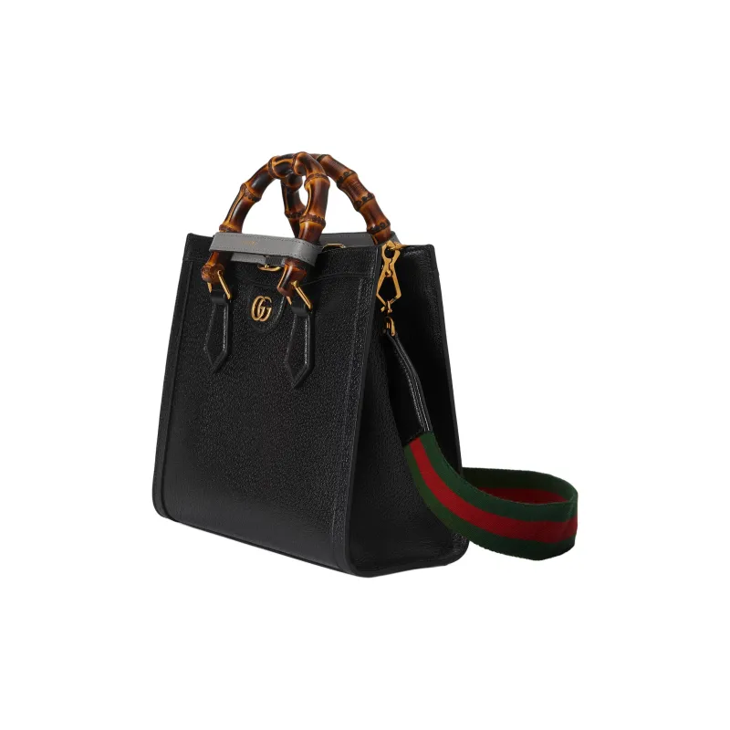 GUCCI Diana Leather Tote Bag Shopping Bag Shoulder Bag Crossbody Bag Handbag Small Size Women's Black-5