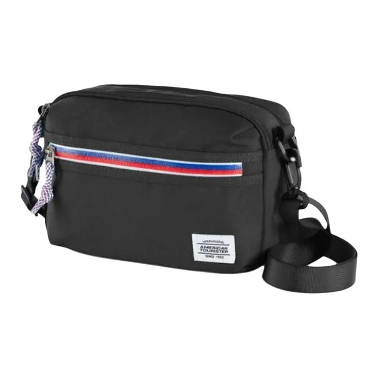 AMERICAN TOURISTER Polyester Shoulder Bag, Crossbody Bag Unisex Black-1